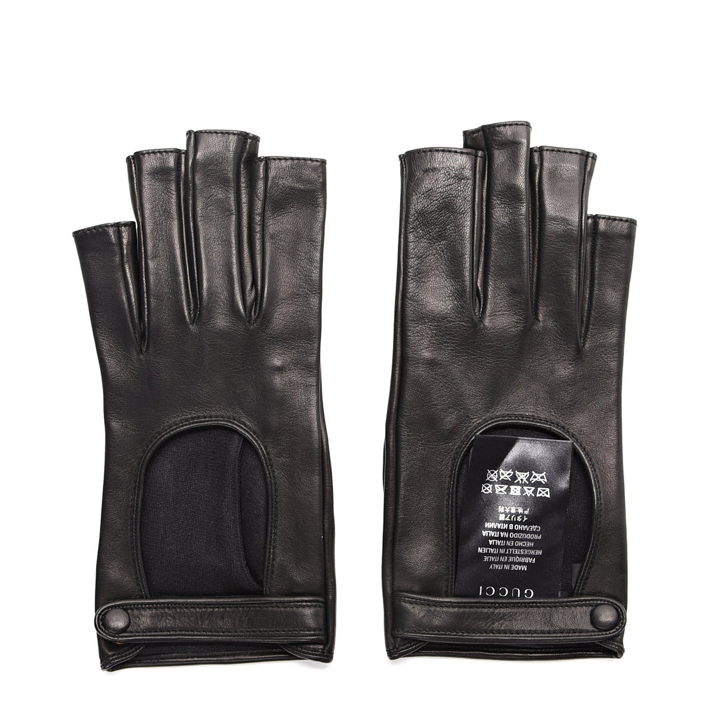 Metallic Nappa Donna Fingerless Gloves 8.5 Black