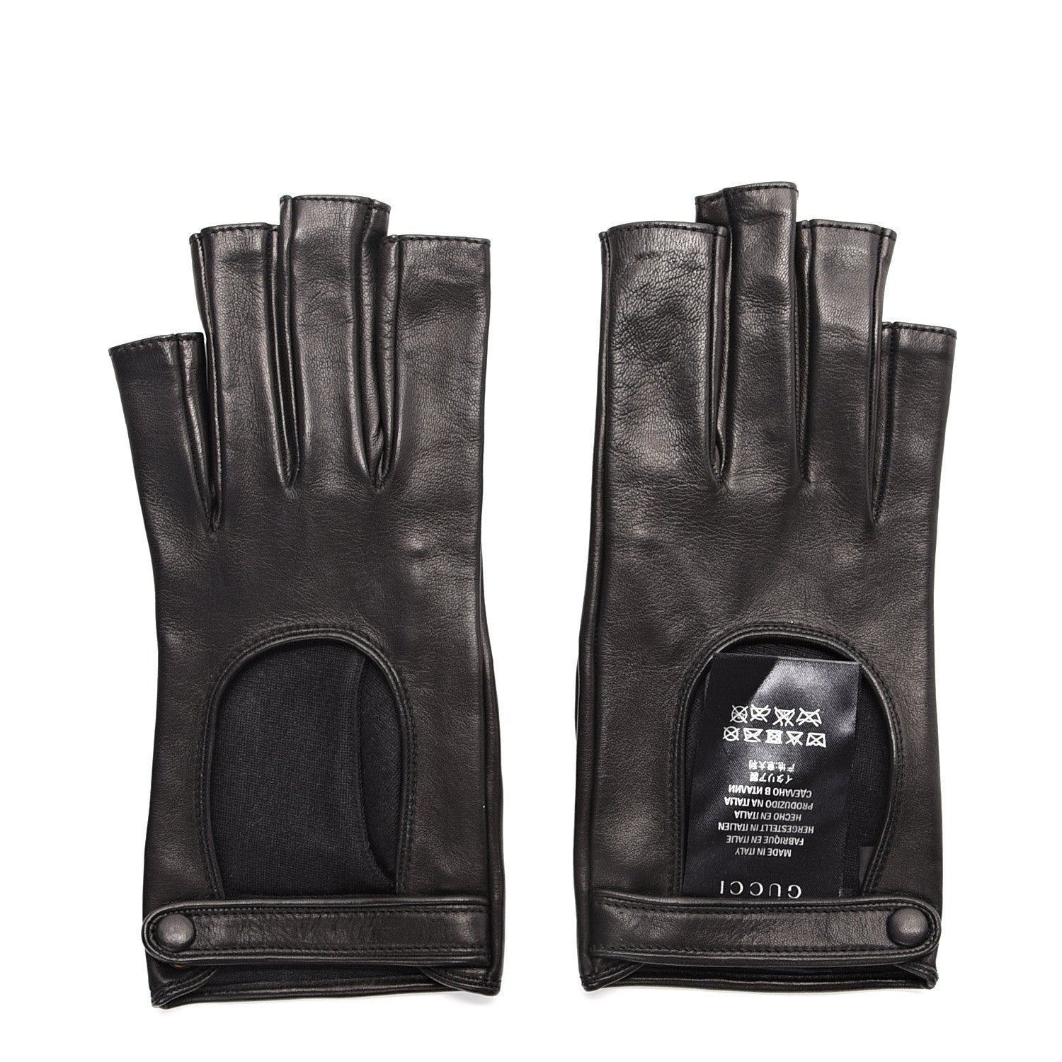 Gucci Metallic Nappa Donna Fingerless Gloves 8.5 Black 1 of 5