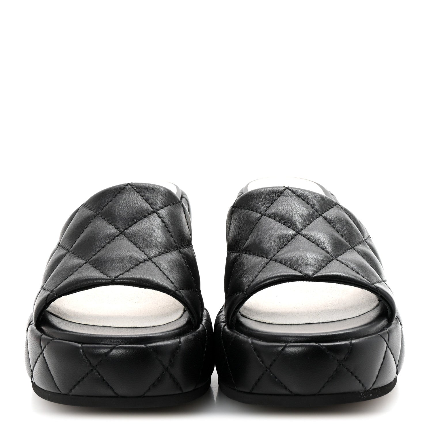 Chanel Lambskin Quilted Camelia CC Wedge Sandal Mules 38.5 Black 3 of 10