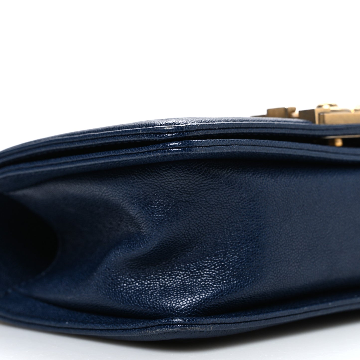 Caviar Quilted Small Boy Flap Dark Blue