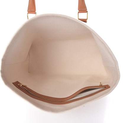 Celine Canvas Calfskin Horizontal Cabas Natural Tan 5 of 9