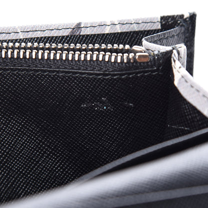Prada Saffiano Floral Print Continental Flap Wallet Black 8 of 9