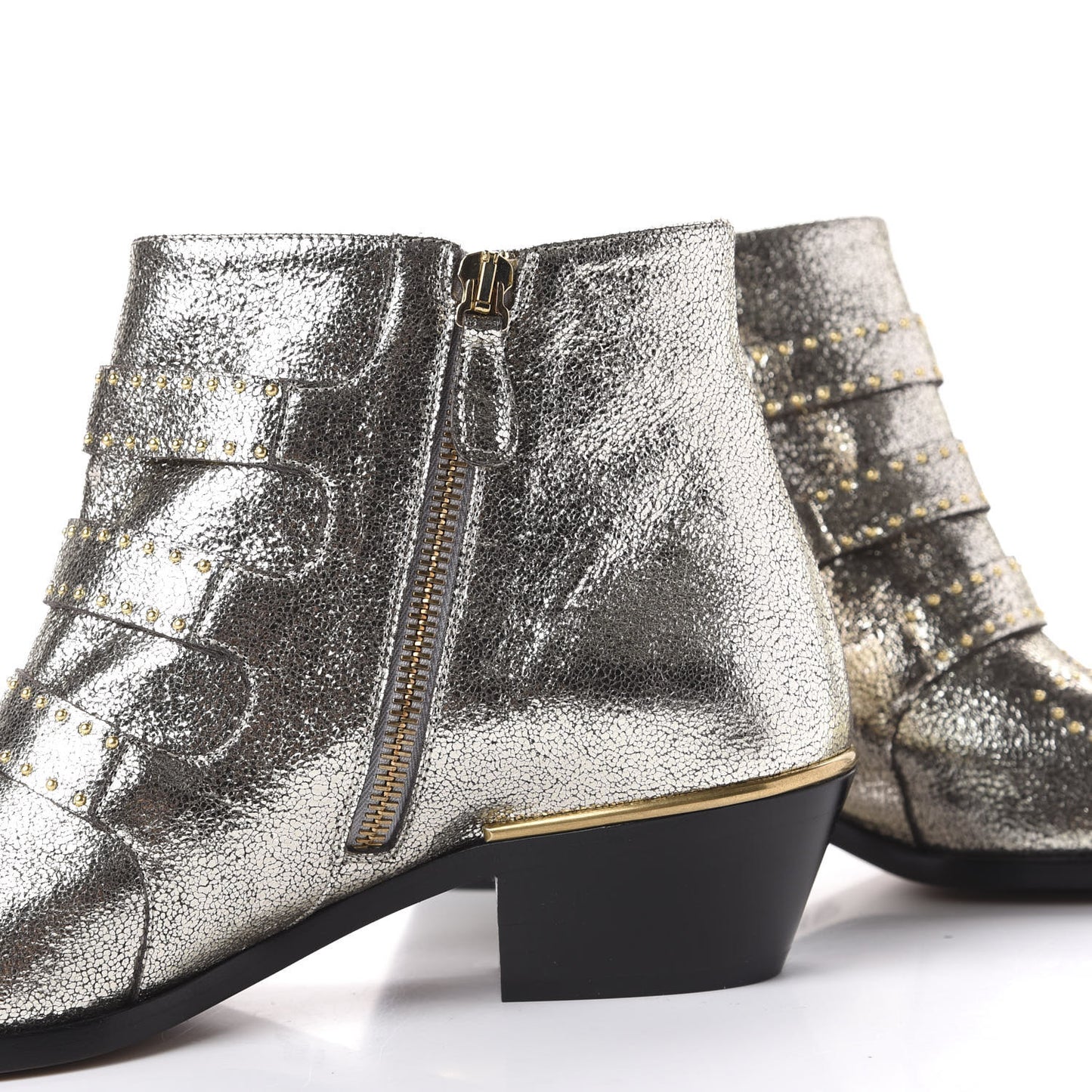 Metallic Nappa Sheepskin Studded Susanna Ankle Boots 38.5 Gold