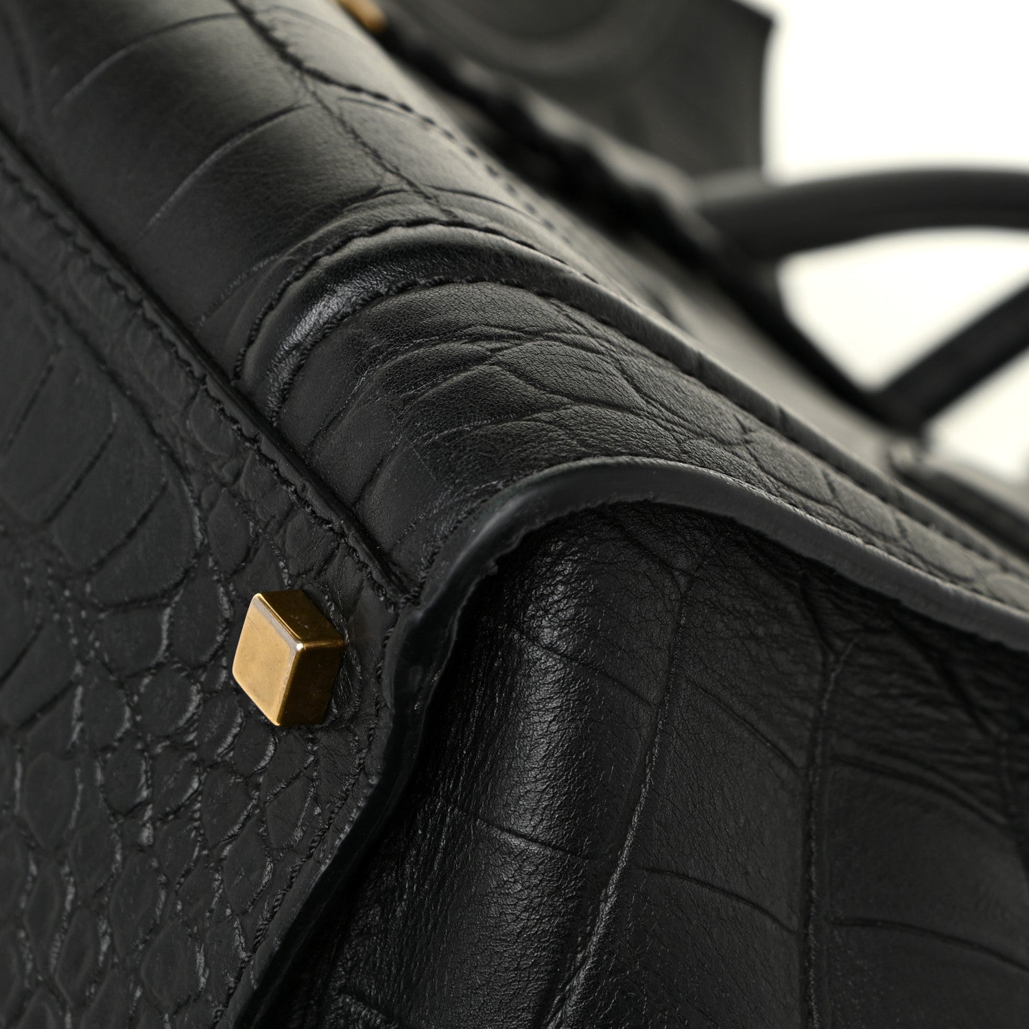 Celine Crocodile Embossed CELINE Calfskin Crocodile Embossed Medium Phantom Luggage Black Medium Phantom Luggage Black 9 of 16