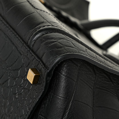 Celine Crocodile Embossed CELINE Calfskin Crocodile Embossed Medium Phantom Luggage Black Medium Phantom Luggage Black 9 of 16