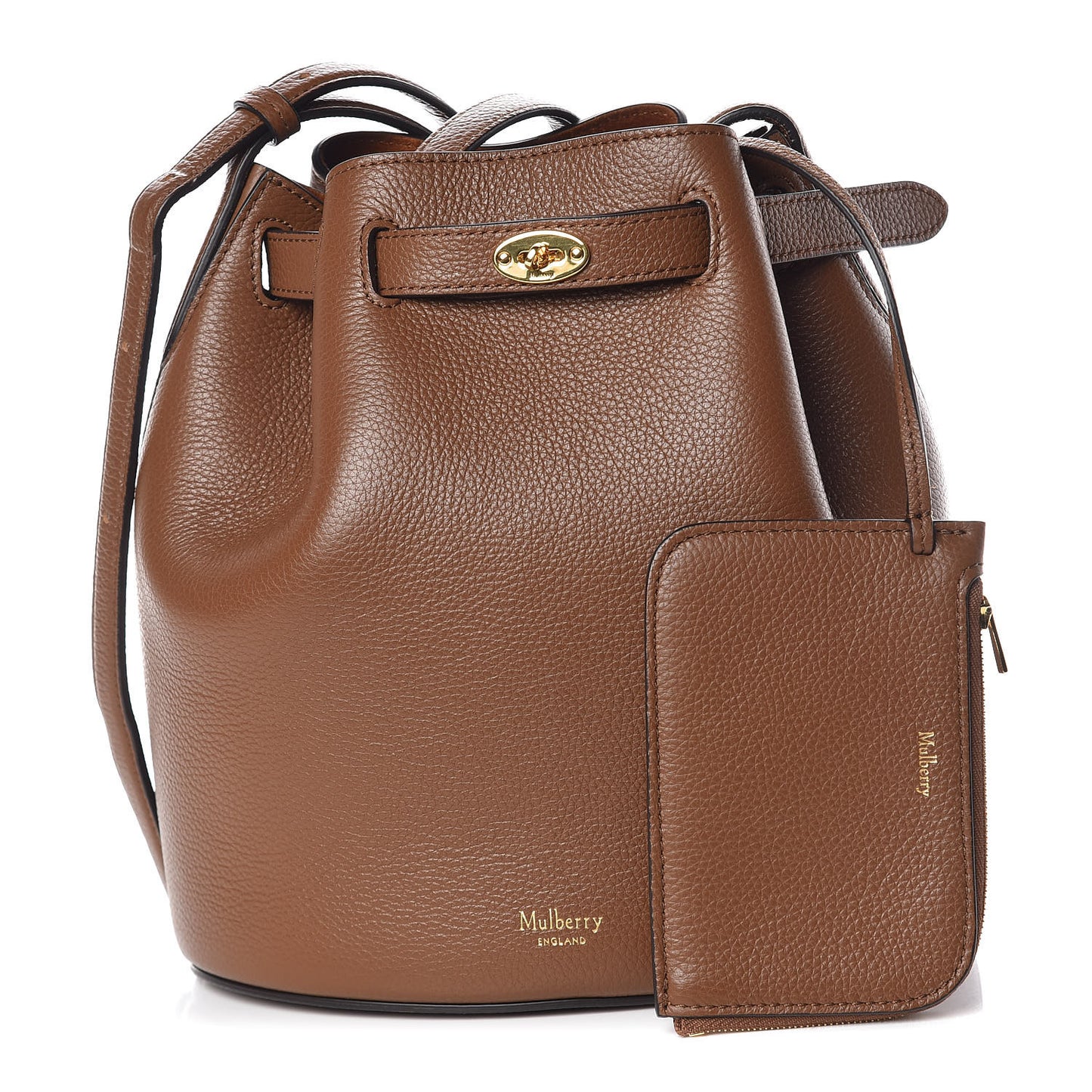 Small Classic Grain Calfskin Small Abbey Bucket Bag Oak