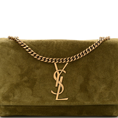 Saint Laurent Smooth Calfskin Suede Small Reversible Monogram Kate Satchel Loden Green 10 of 10