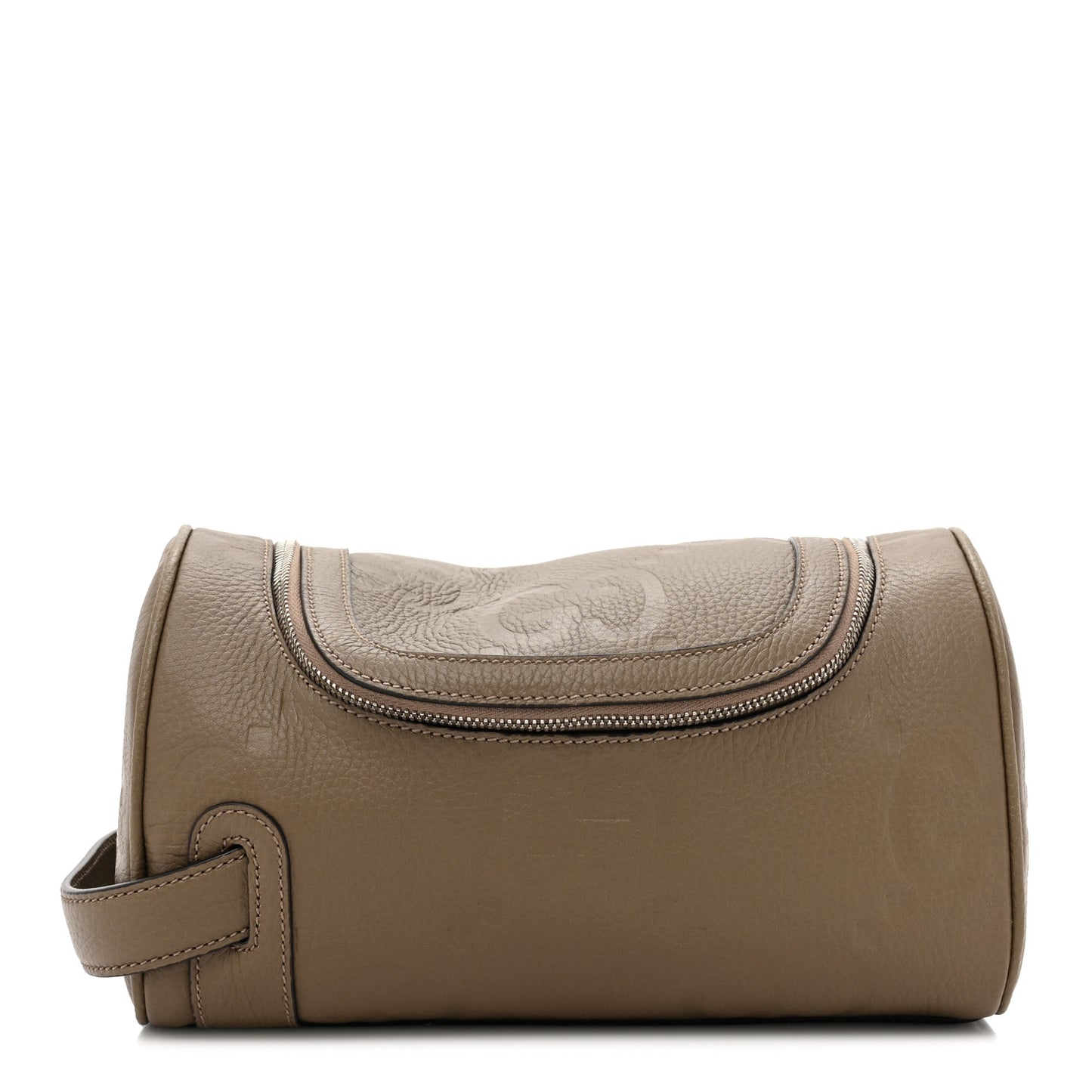 Piuma Calfskin Jumbo GG Embossed Small Toiletry Case Good Taupe