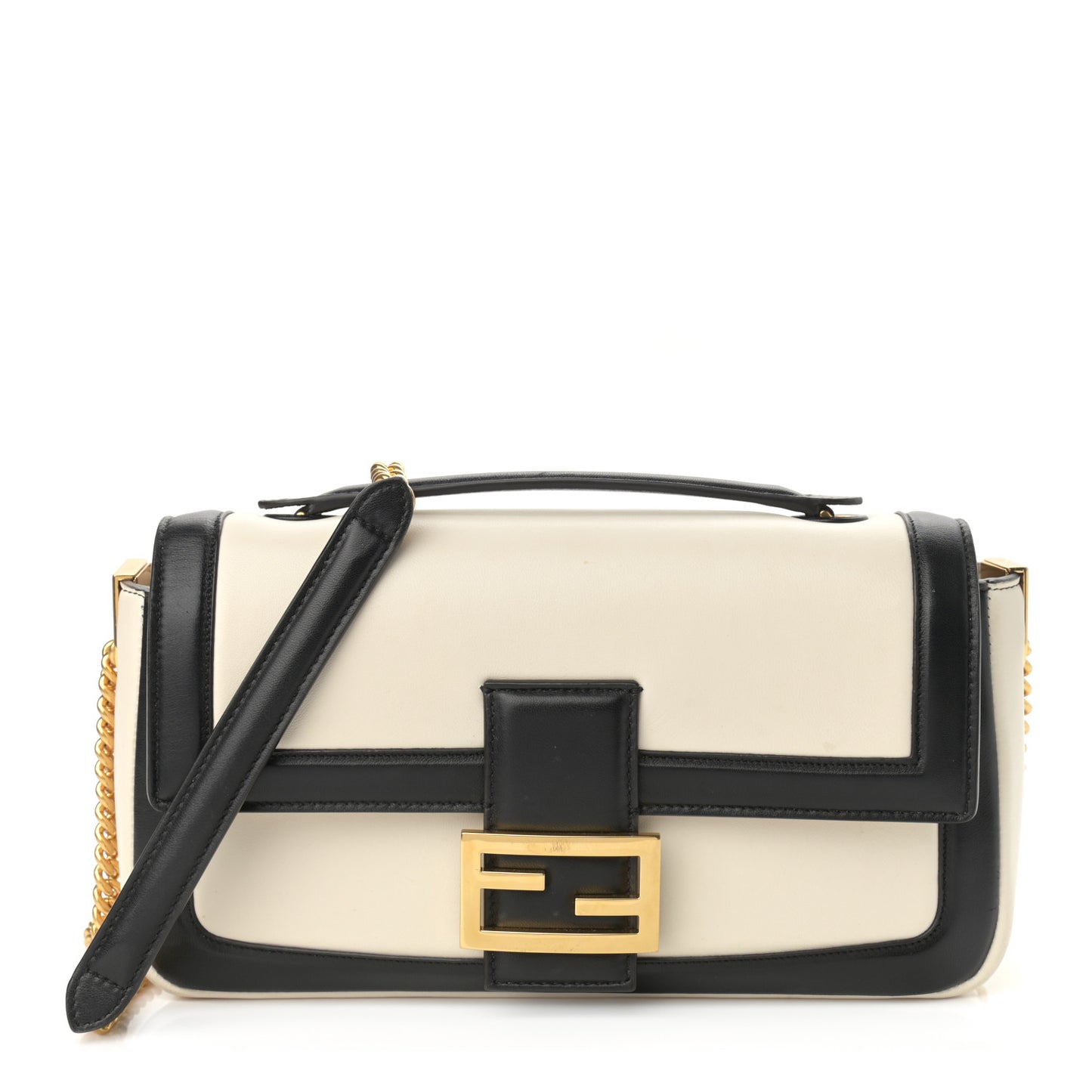 Nappa Apolo Bi-Color Chain Baguette Uovo Black
