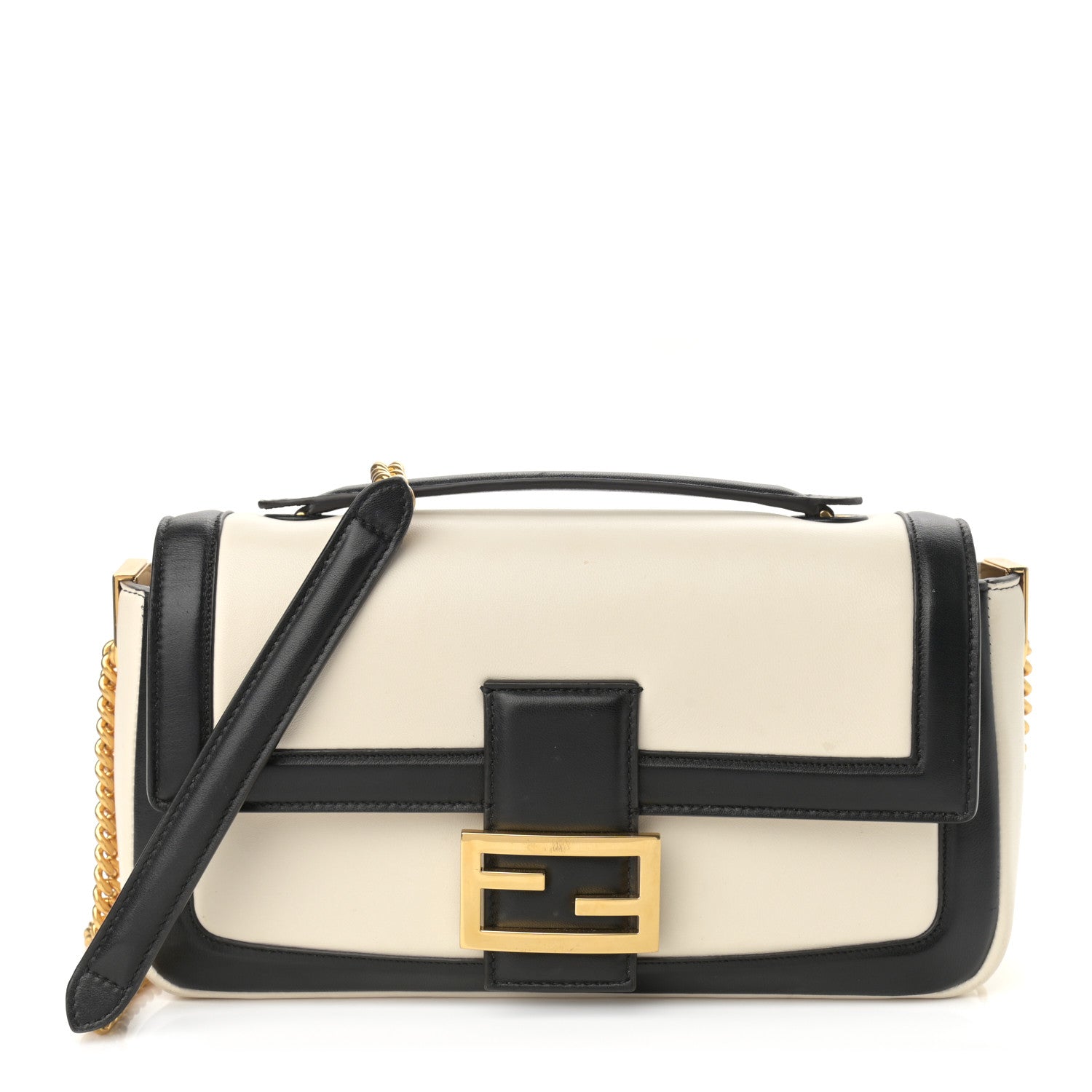 Fendi Nappa Apolo Bi-Color Chain Baguette Uovo Black 1 of 11