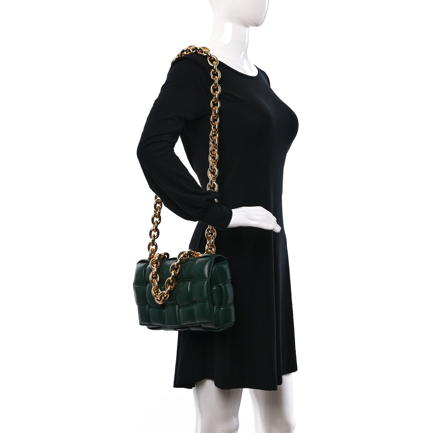 Bottega Veneta Lambskin Maxi Intreccio Padded Chain Cassette Crossbody Bag Raintree 2 of 11