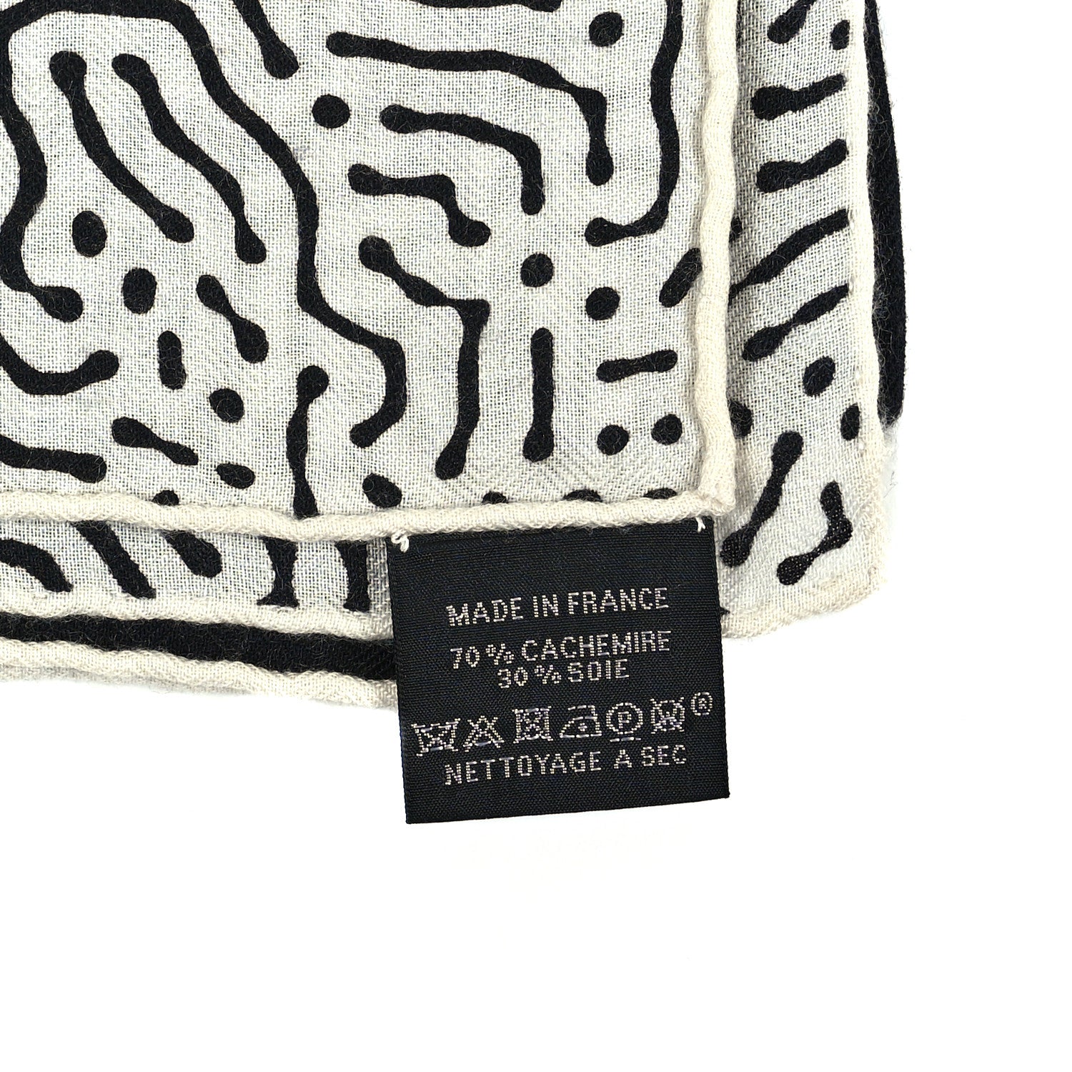 Hermes Silk Cashmere Clair De Lune Shawl 140 Black White 3 of 5