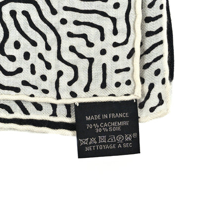 Hermes Silk Cashmere Clair De Lune Shawl 140 Black White 3 of 5
