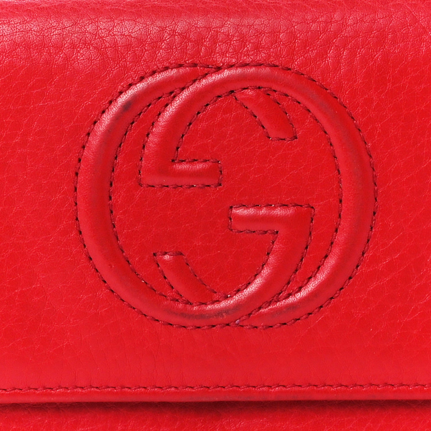 Gucci Pebbled Calfskin Large Soho Continental Wallet Red 8 of 11