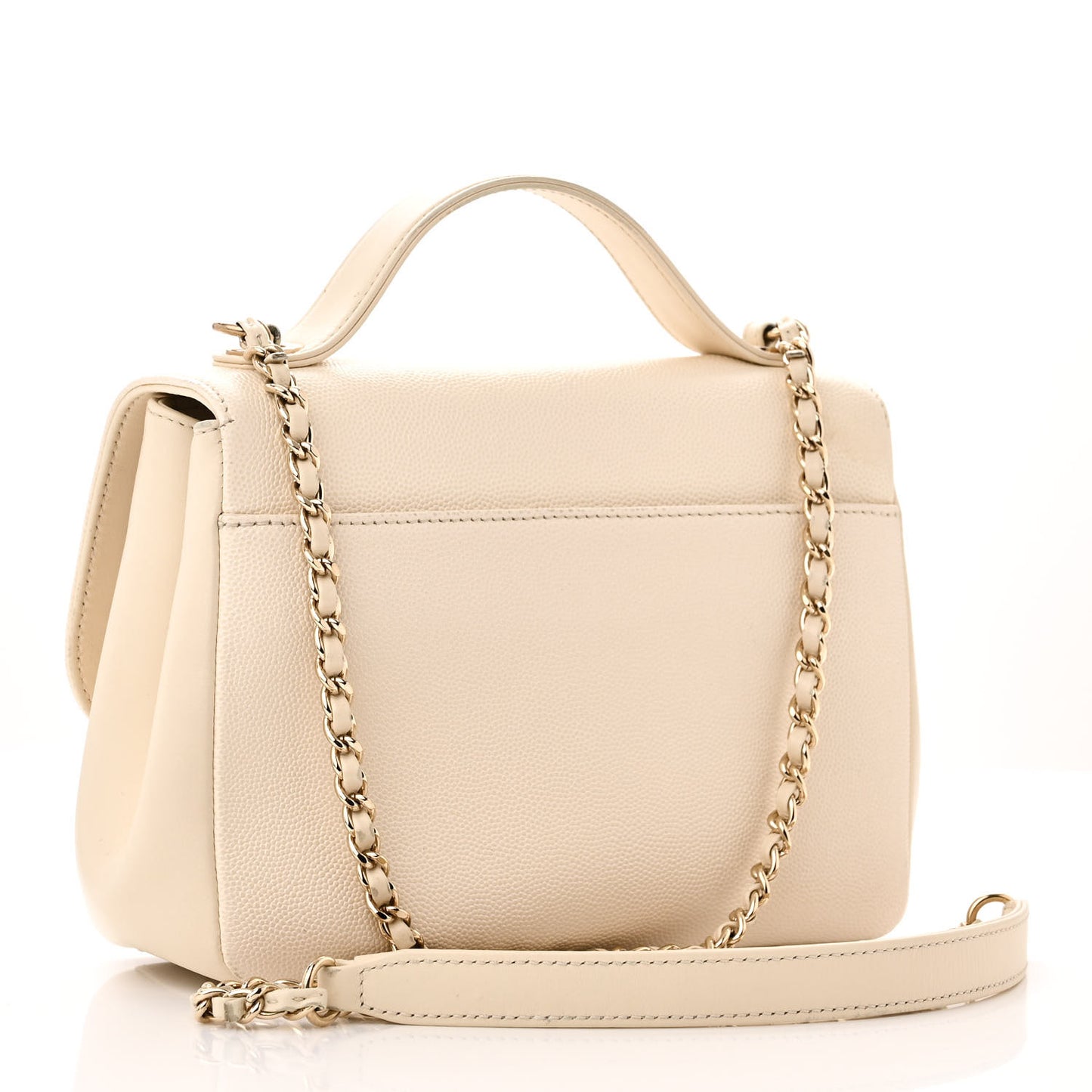 Caviar Quilted Small Business Affinity Flap White
