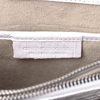 Nancy Gonzalez Crocodile Woven Top Handle Bag White Black 7 of 14