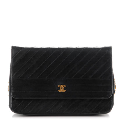 Chanel Lambskin Diagonal Quilted Small Single Flap Black 1 of 7