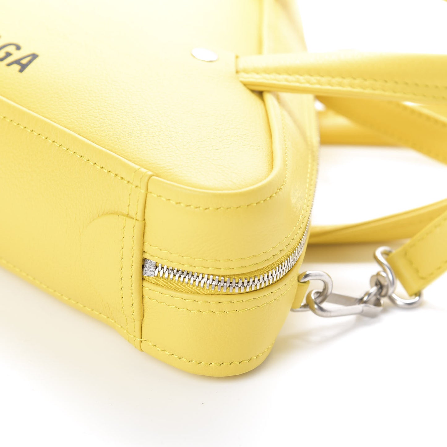 Shiny Day Calfskin Logo XS Triangle Duffle Jaune Black