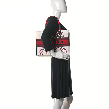 Christian Dior Canvas Embroidered Medium Cupidon Book Tote Latte Multicolor 2 of 9