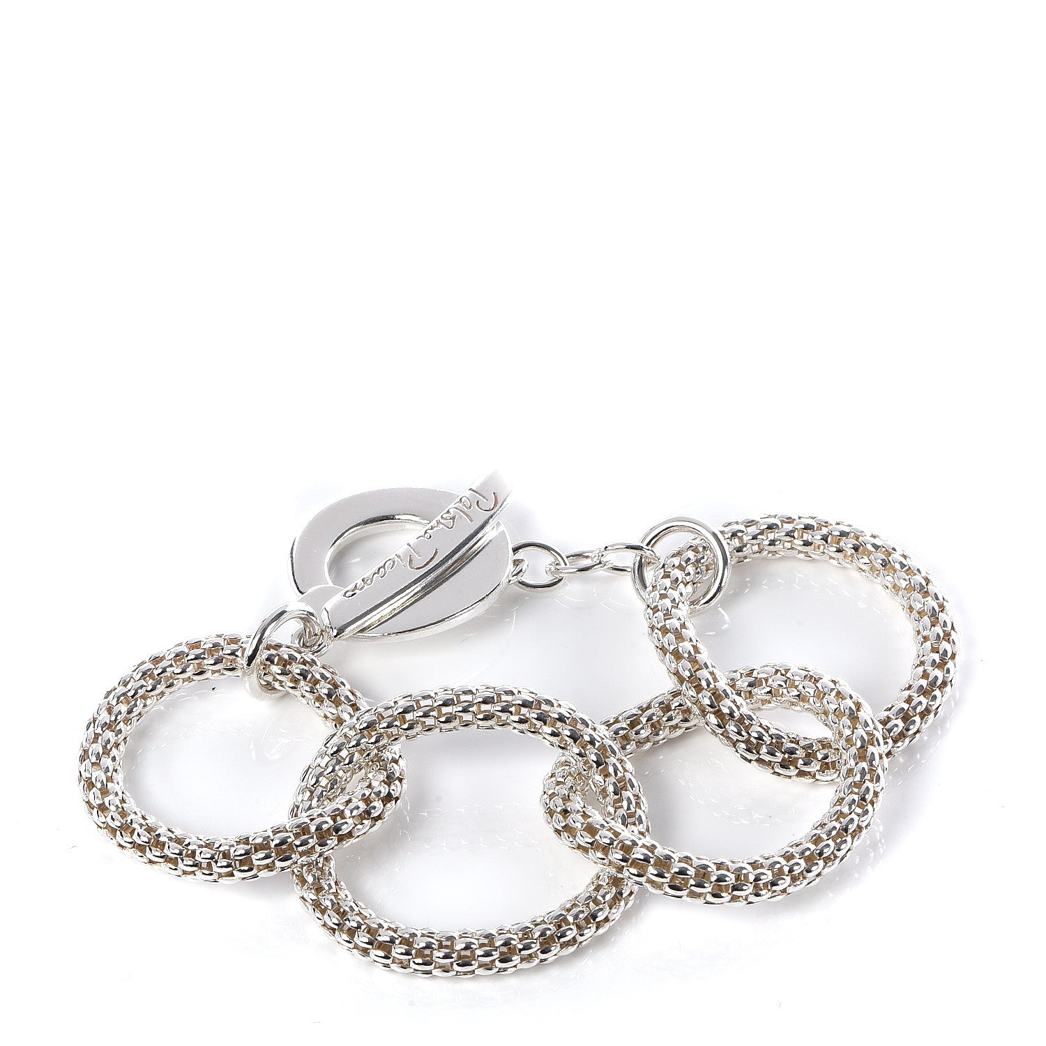 Tiffany Sterling Silver Paloma Picasso Textured Link Toggle Bracelet 1 of 4