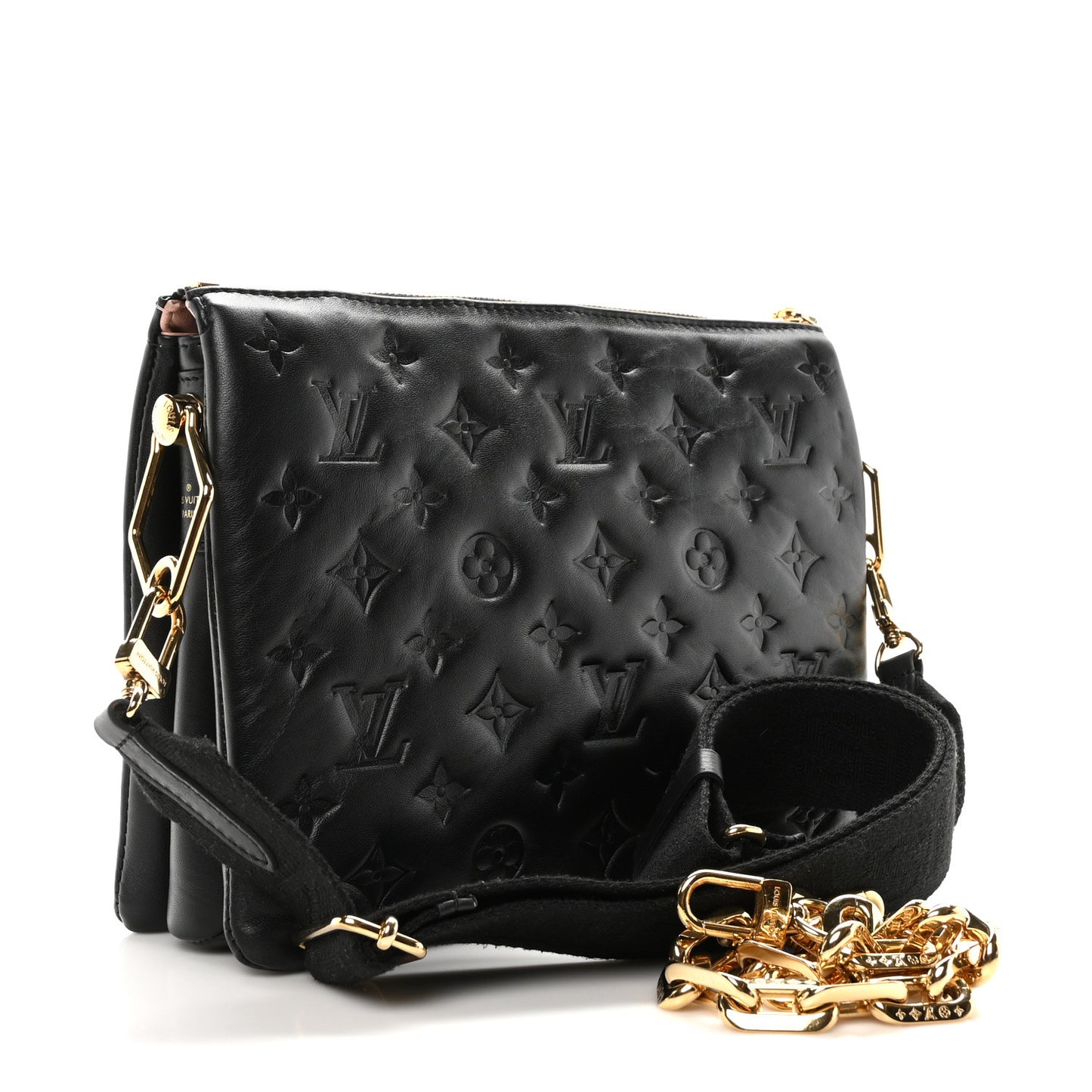 Lambskin Embossed Monogram Coussin PM Black