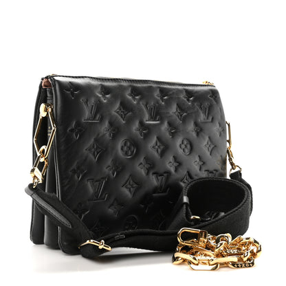 Louis Vuitton Lambskin Embossed Monogram Coussin PM Black 3 of 10