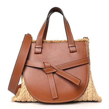 Loewe Raffia Calfskin Small Gate Tote Tan Naturel 1 of 9
