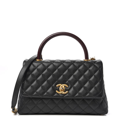 Chanel Caviar Lizard Embossed Quilted Small Coco Handle Flap Black 1 of 11