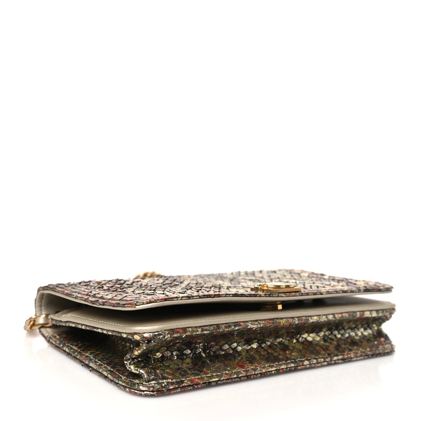 Metallic Python Boy Wallet on Chain WOC Gold Multicolor
