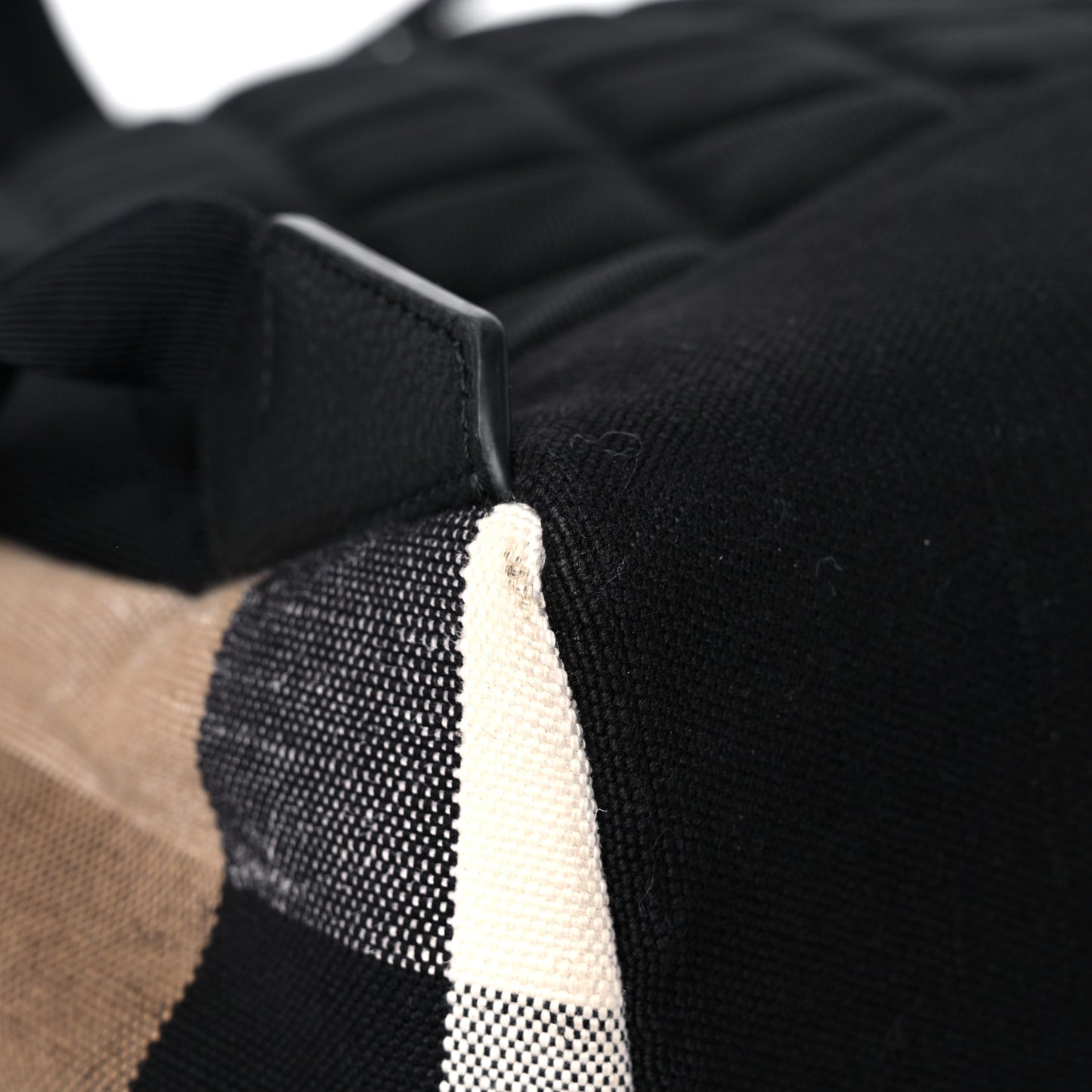 Mega Check Calfskin Abbeydale Simple Backpack Black Camel