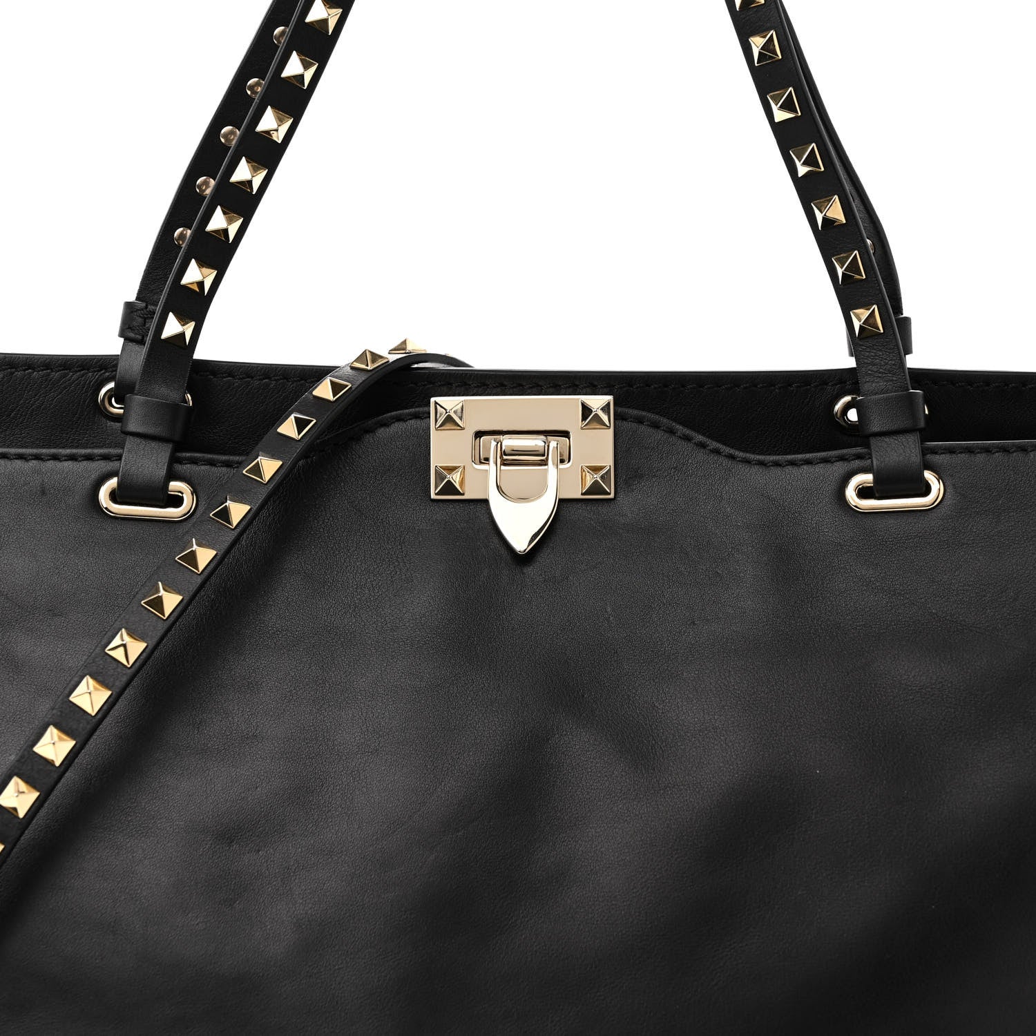 Valentino Garavani Vitello Medium Rockstud Tote Black 7 of 12