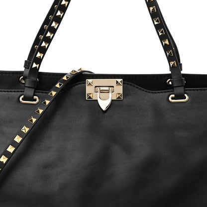 Valentino Garavani Vitello Medium Rockstud Tote Black 7 of 12