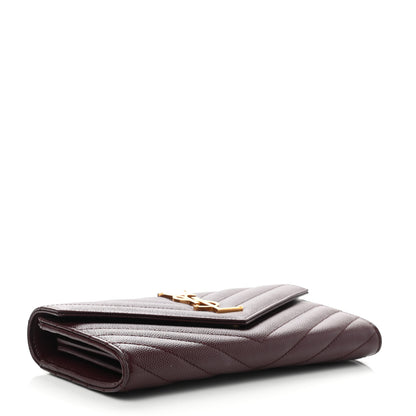 Saint Laurent Grain De Poudre Matelasse Chevron Monogram Flap Wallet Rouge Legion 4 of 9