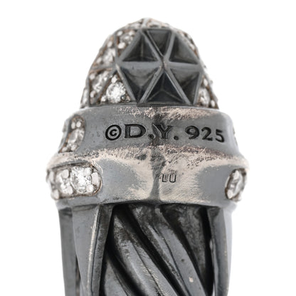 David Yurman Darkened Sterling Silver Diamond 9mm Cable Statue of Liberty Bracelet 3 of 4