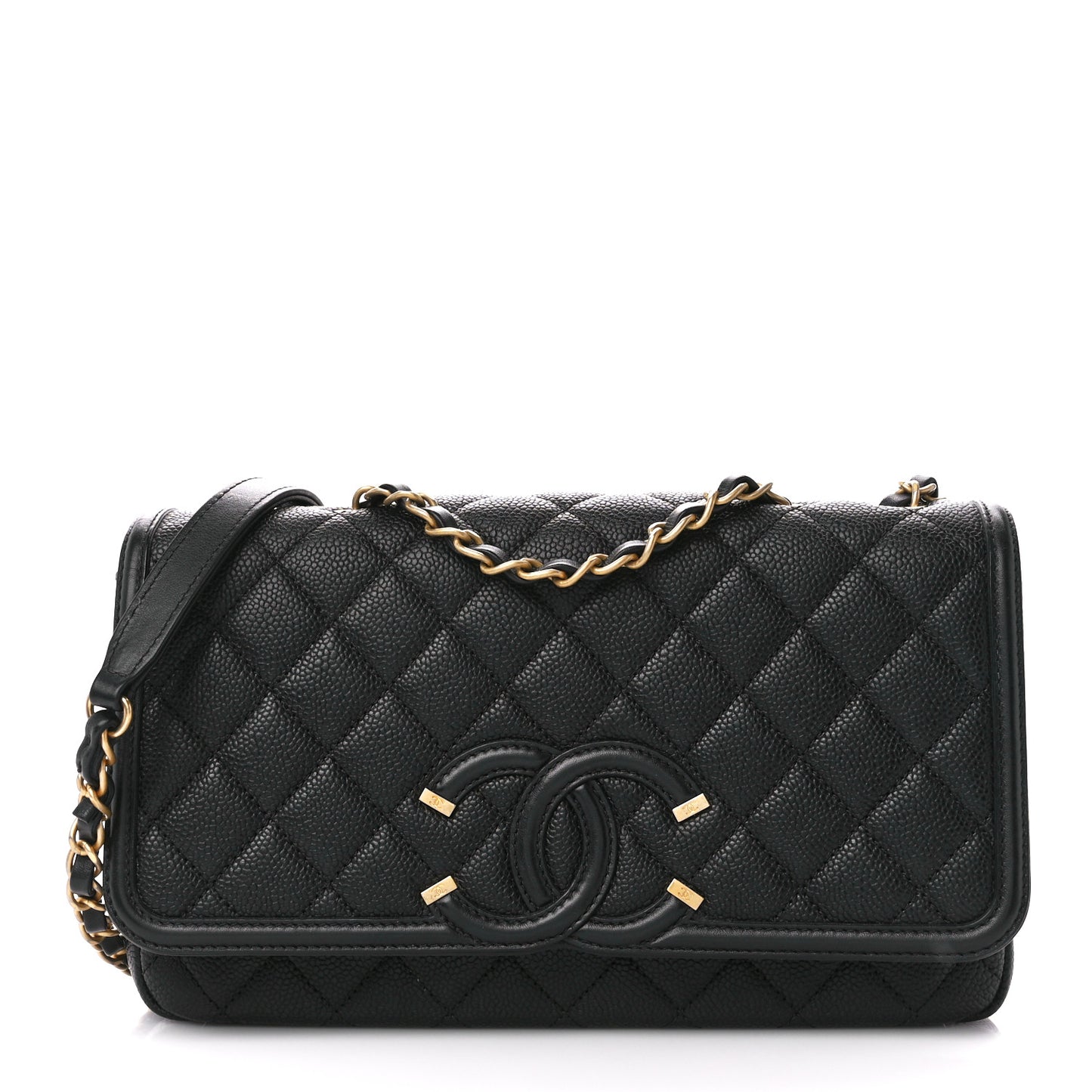 Caviar Quilted Medium CC Filigree Flap Black