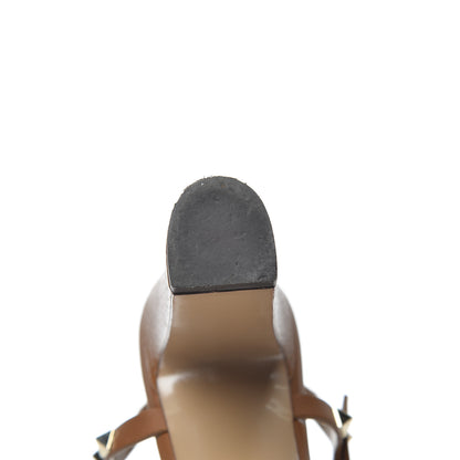 Valentino Garavani Grained Calfskin Rockstud Ankle Strap 5/105mm Sandals 38.5 Tobacco 10 of 16