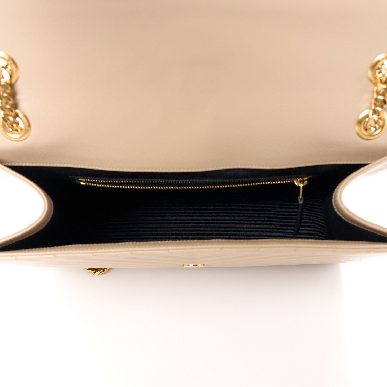 Saint Laurent Grain De Poudre Matelasse Chevron Large Monogram Satchel Dark Beige 5 of 11