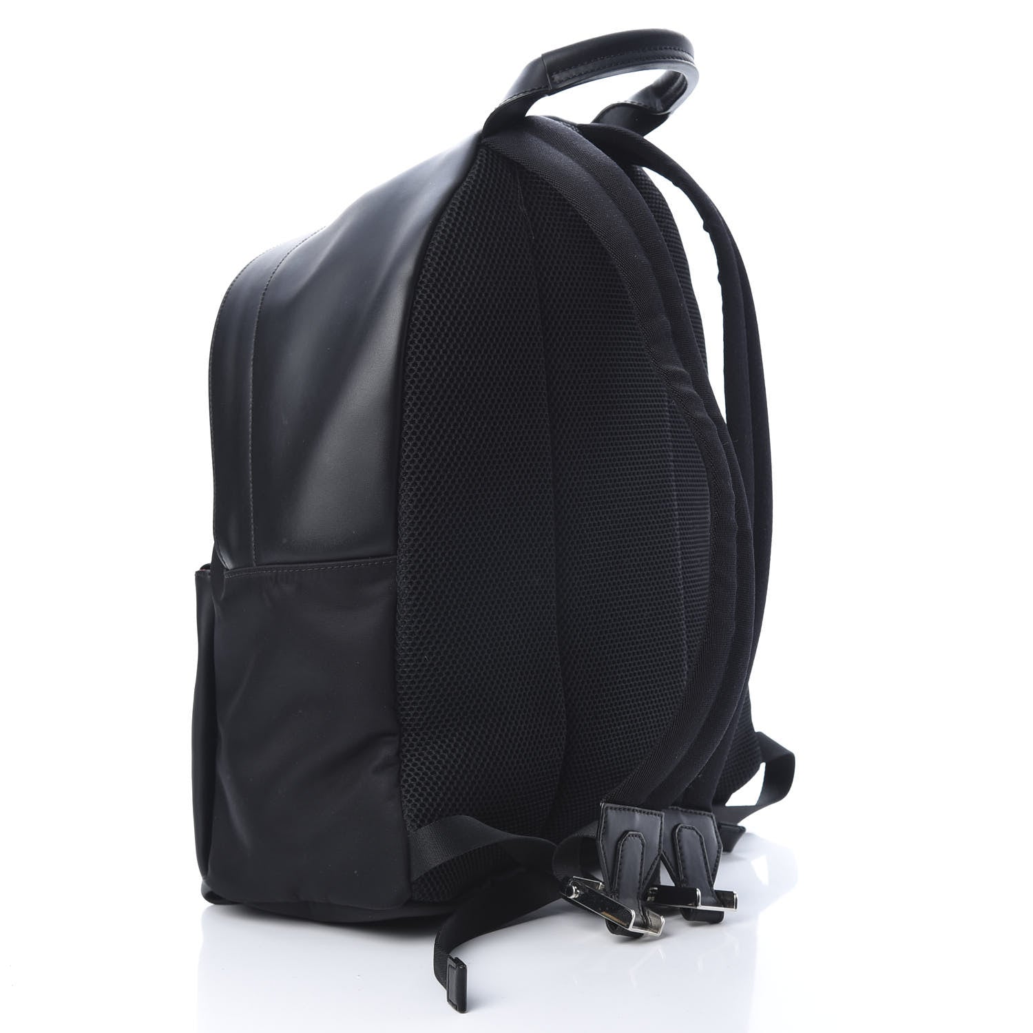 Fendi Nylon Vitello Liberty Metal Monster Eyes Rounded Backpack Black 2 of 11