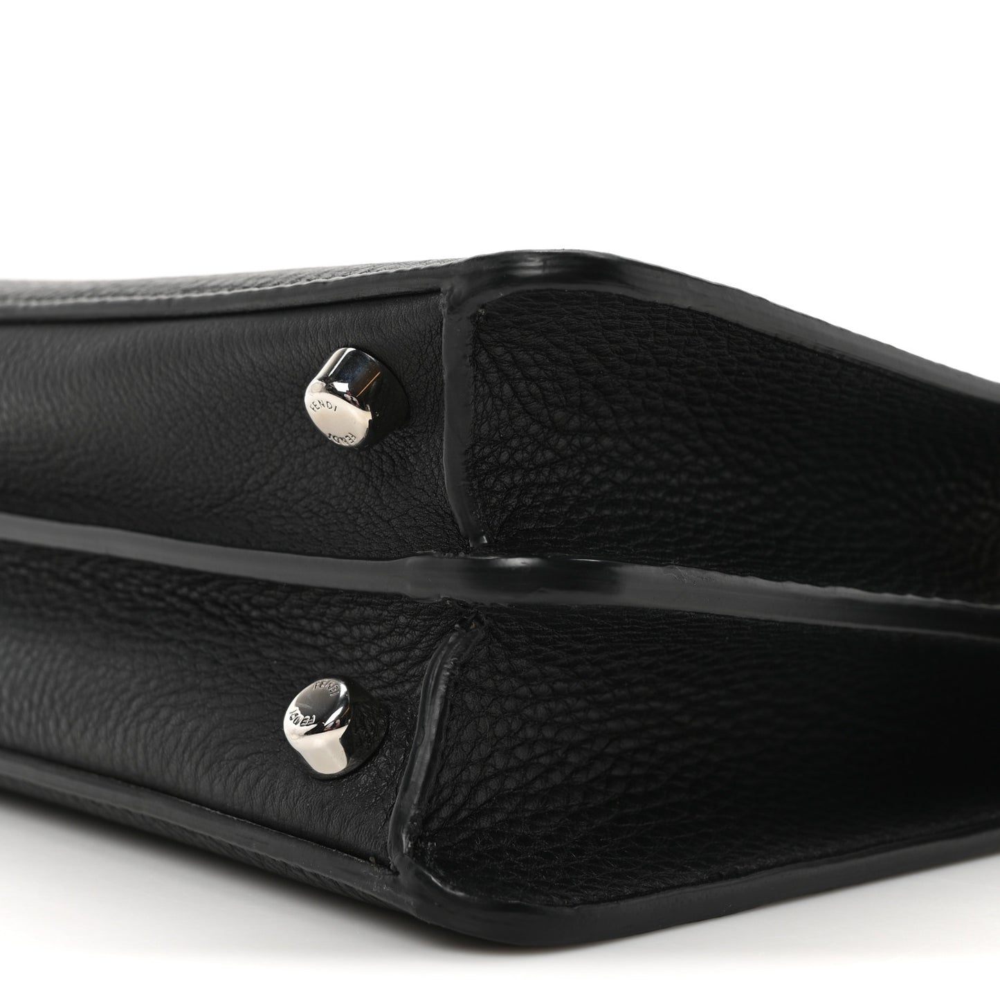 Cuoio Romano Vitello Cover Glazed Fabric Bi-Color FF 1974 Mini Peekaboo I SEE U Satchel Black Brown