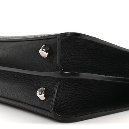 Fendi Cuoio Romano Vitello Cover Glazed Fabric Bi-Color FF 1974 Mini Peekaboo I SEE U Satchel Black Brown 9 of 9