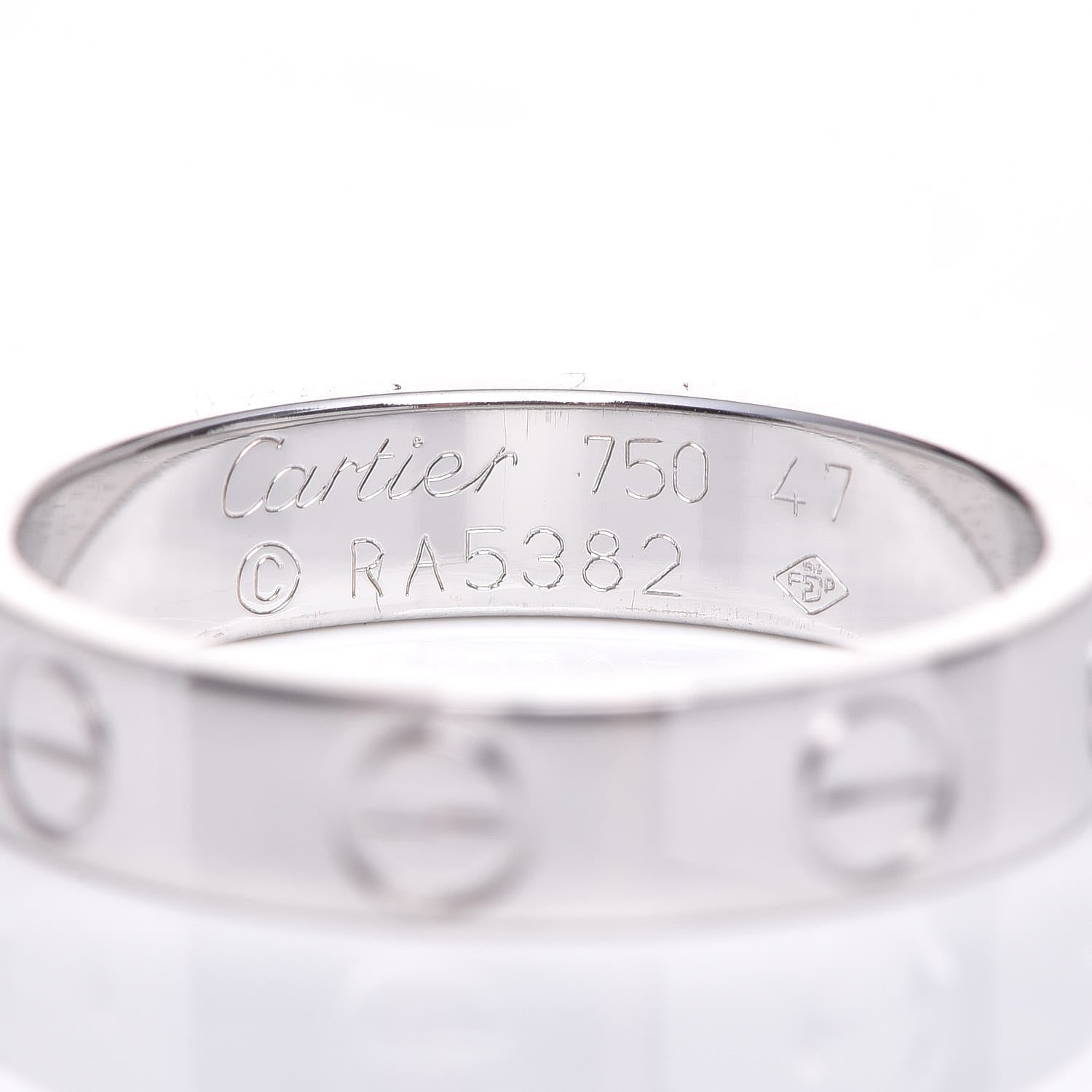 Cartier 18K White Gold 3.5mm LOVE Wedding Band Ring 47 4 4 of 4