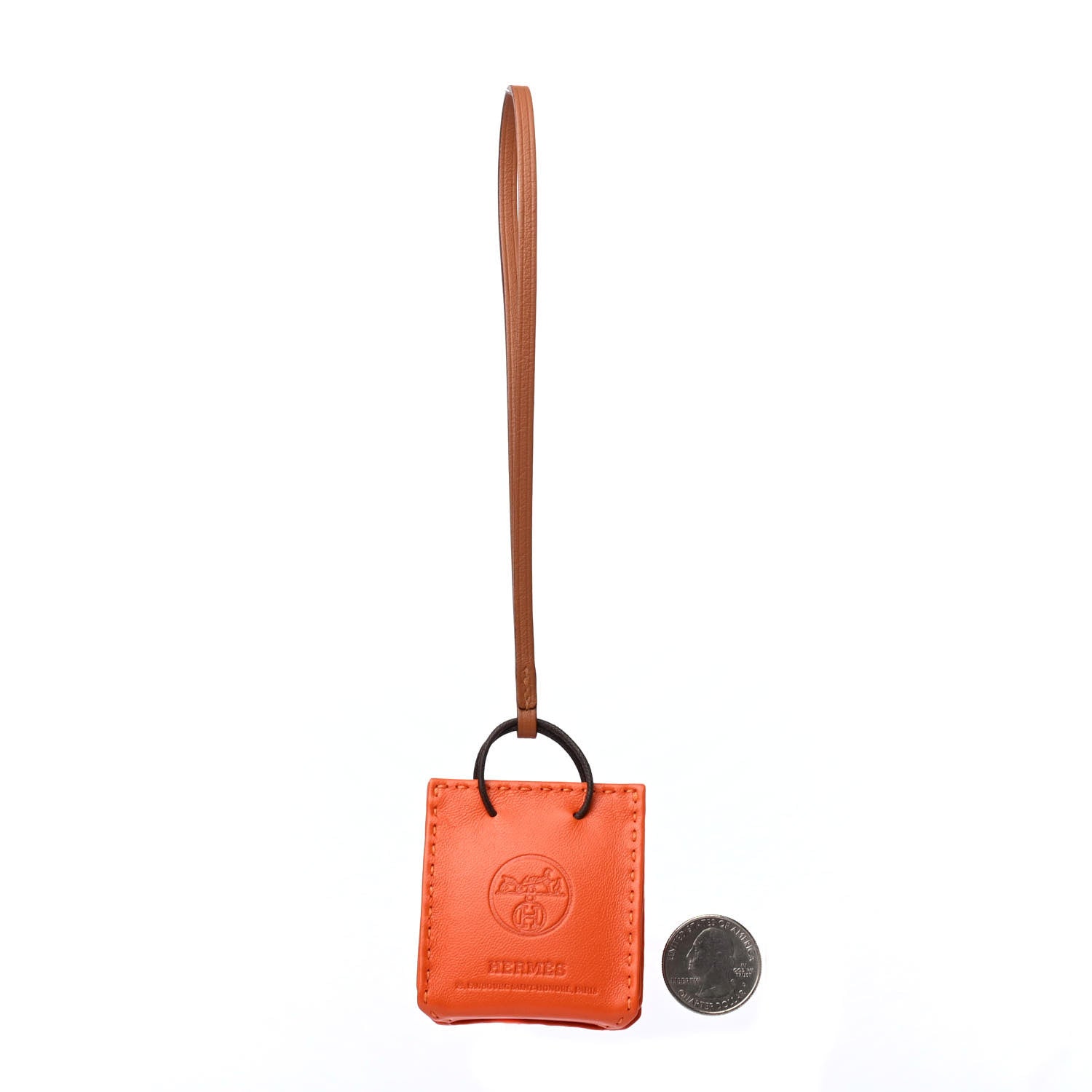 Hermes Milo Lambskin Swift Shopping Bag Charm Feu Gold 2 of 4