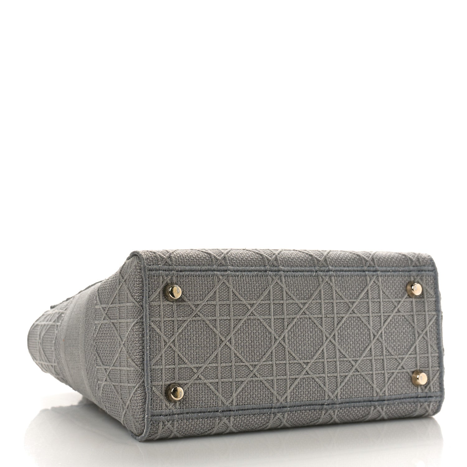 Christian Dior Canvas Embroidered Cannage Medium Lady D-Lite Gray 4 of 10