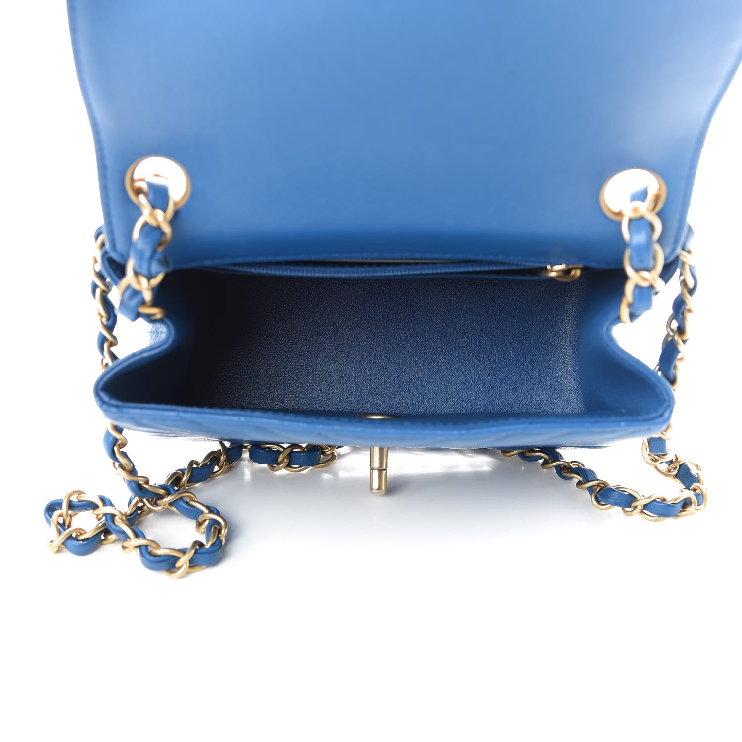 Chanel Lambskin Chevron Quilted Mini Square Flap Blue 5 of 9