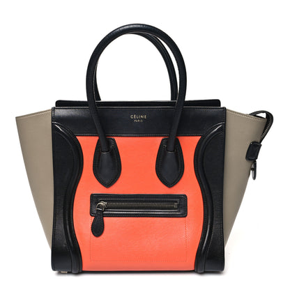 Celine Drummed Calfskin Micro Tri-Color Luggage Bright Orange 1 of 19