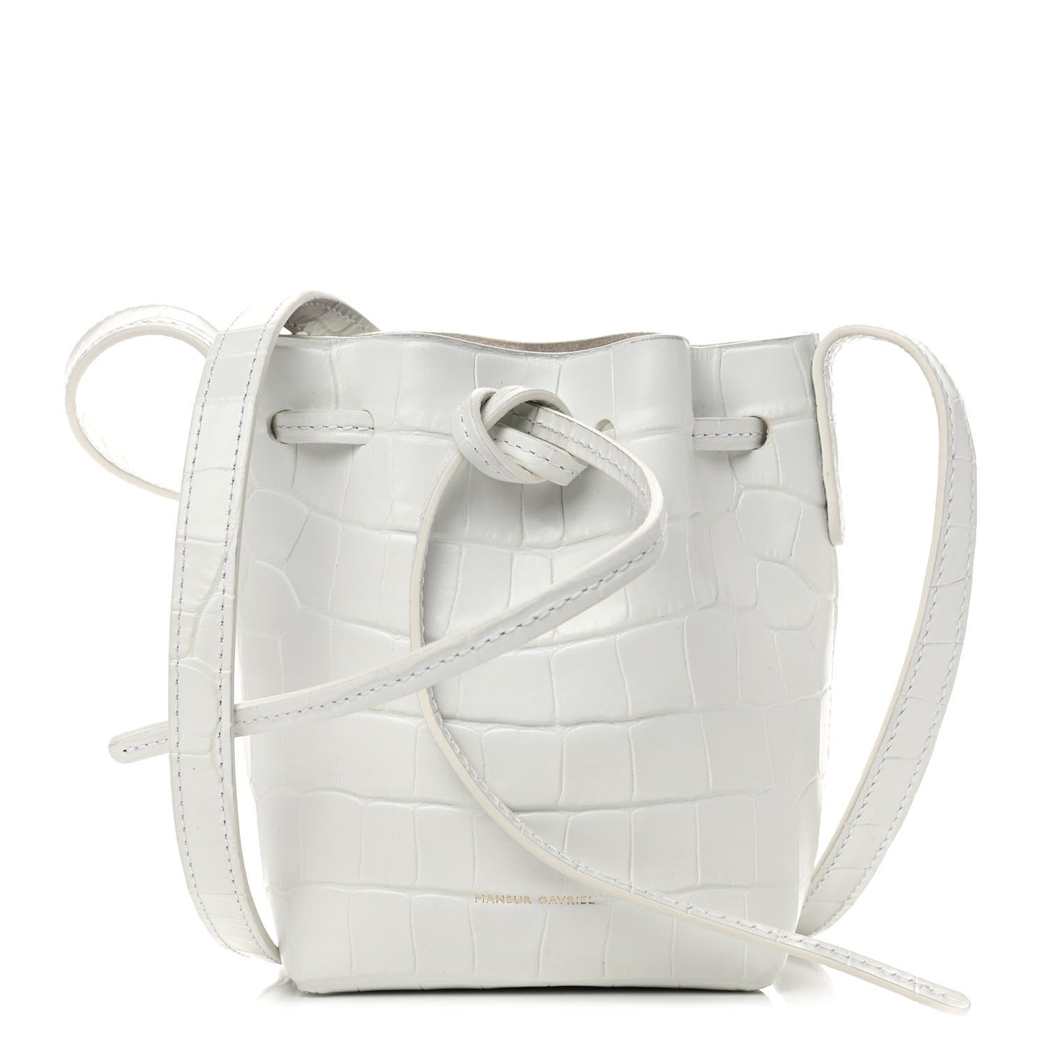 Mansur Gavriel Crocodile Embossed Baby Bucket Bag White 1 of 4