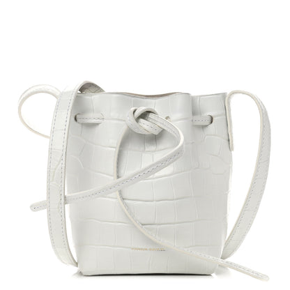 Mansur Gavriel Crocodile Embossed Baby Bucket Bag White 1 of 4