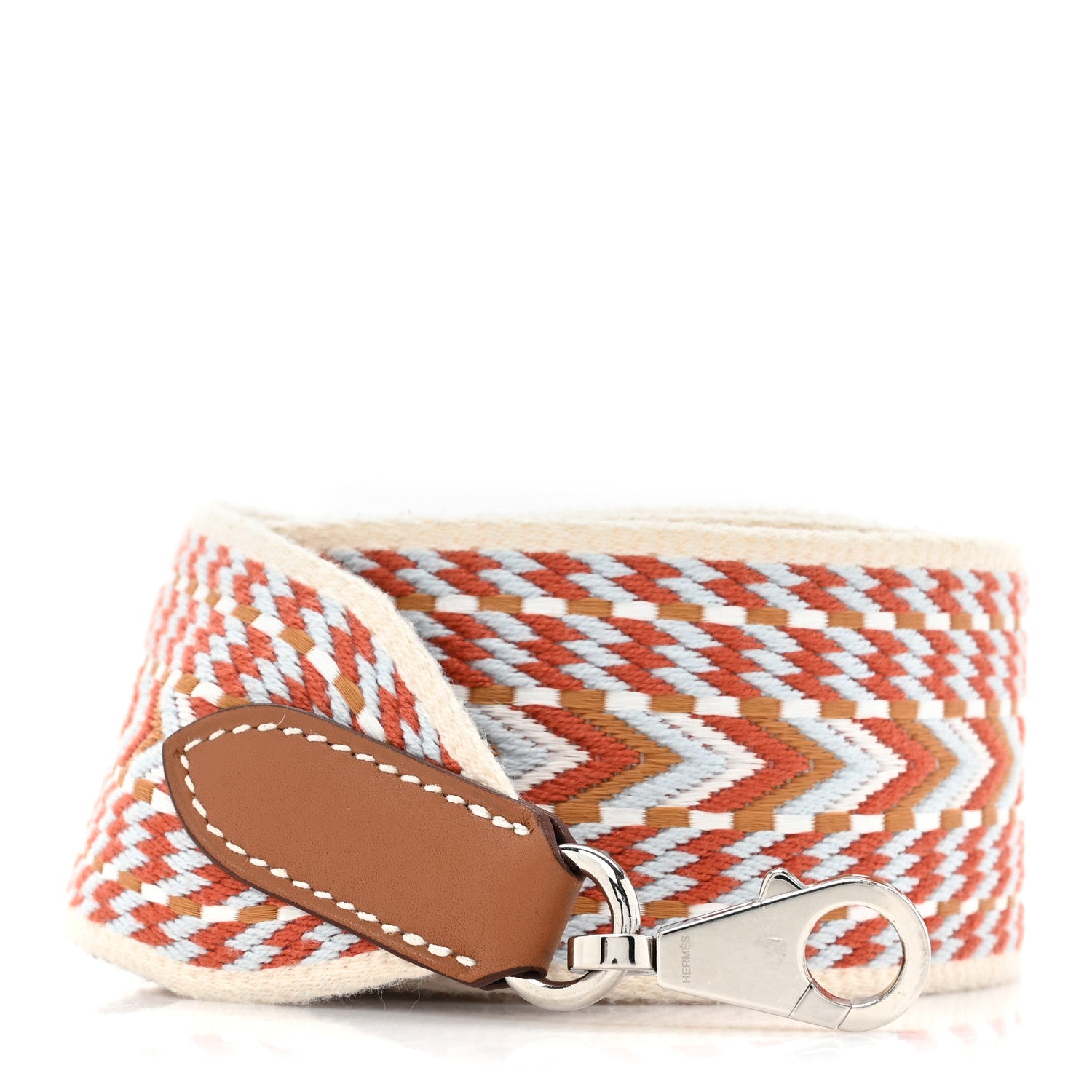Hermes Toile Swift 50mm Sangle Cavale Shoulder Strap Cornaline White Gold 1 of 6