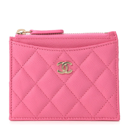 Chanel Caviar Quilted CC Zip Card Holder Pink 1 of 11