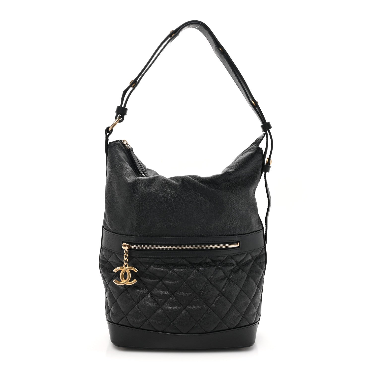 Chanel Caviar Lambskin Quilted Casual Style Hobo Black 1 of 13